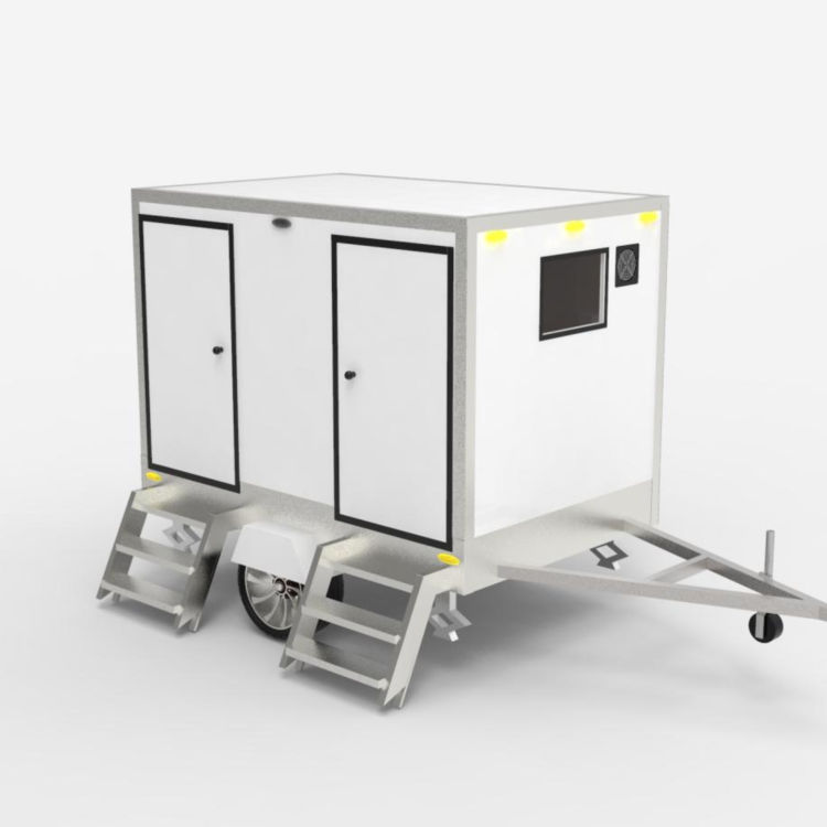 Mobile traction towing hanging toilet