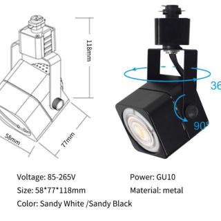 Soggiorno con illuminazione a binario a soffitto quadrato