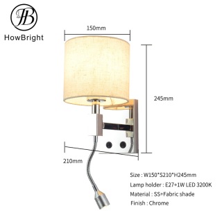 LED Wall Lamp Decorative Contemporary Swing Arm Bedroom Lamp