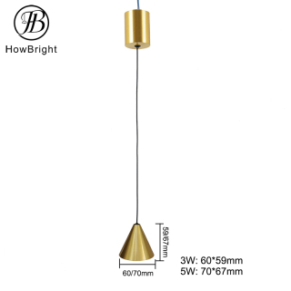 Modern Brushed Brass Gold Metal Led Pendant Light For Bedroom