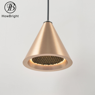 Modern Brushed Brass Gold Metal Led Pendant Light For Bedroom