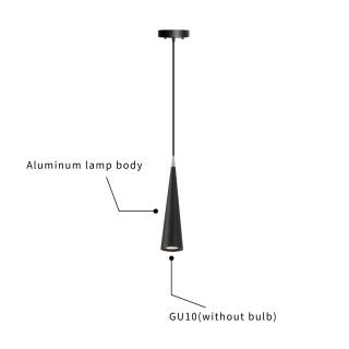 Black Cone Metal Single Geometric Pendant Light For Kitchen Island