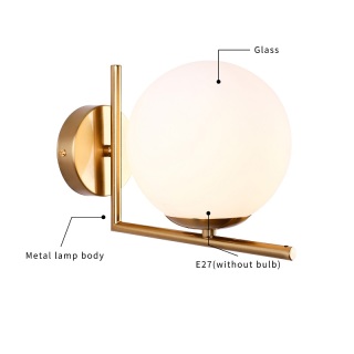 Bedside Glass Adjustable Wall Lamp For Bedroom