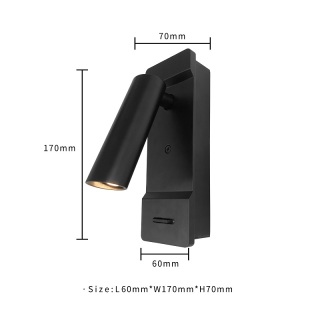 Applique murale moderne réglable en aluminium noir et blanc