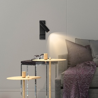 Applique murale moderne réglable en aluminium noir et blanc