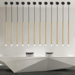 Extra Long Brushed Gold Pendant Lights For Bar