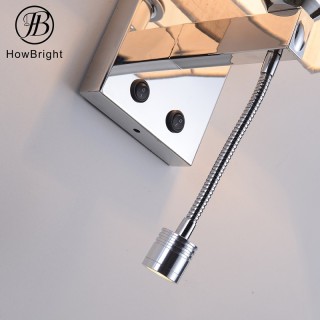 Hotel Bedside Fabric Lampshade With Tail LED Reading Light