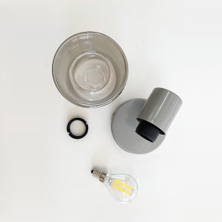 Elegant Round Smoky Grey Glass Table Lamp For Bedroom Hotel