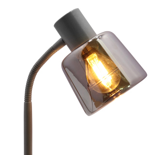 Elegant Round Smoky Grey Glass Table Lamp For Bedroom Hotel