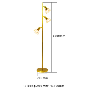 3 Lights Gold Standing Floor Lamp For Study