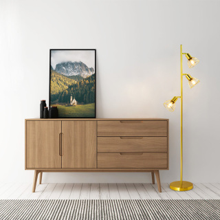3 Lights Gold Standing Floor Lamp For Study