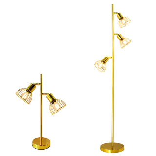 3 Lights Gold Standing Floor Lamp For Study