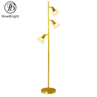 3 Lights Gold Standing Floor Lamp For Study
