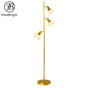 3 Lights Gold Standing Floor Lamp For Study