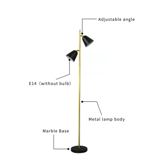 Iron Multi Head Black And Gold Floor Lamp