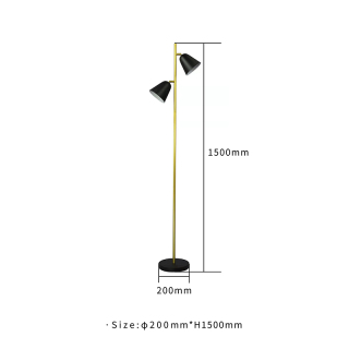Iron Multi Head Black And Gold Floor Lamp