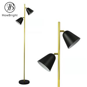 Iron Multi Head Black And Gold Floor Lamp