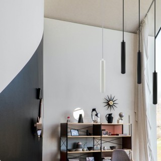 Modern Funky Black Wire Cylinder Pendant Light