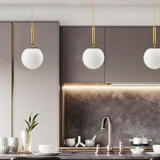 Glass And Brass Bell Moon Pendant Light