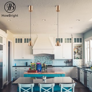 Modern Brushed Brass Gold Metal Led Pendant Light For Bedroom