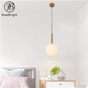 Glass And Brass Bell Moon Pendant Light