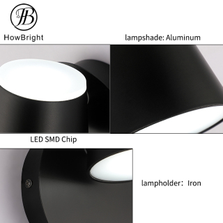 LED Aluminum Wall Lamps Black Finish Wall Sconce Indoor Up/Down Lights