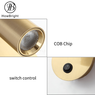 Modern style LED Aluminum wall lamp IP20 round black night spotlight corridor Bedside reading room LED light