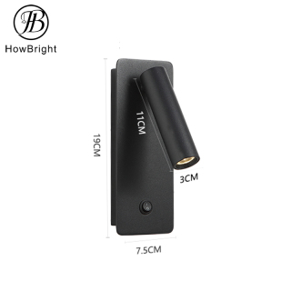 Modern style LED Aluminum wall lamp IP20 round black night spotlight corridor Bedside reading room LED light