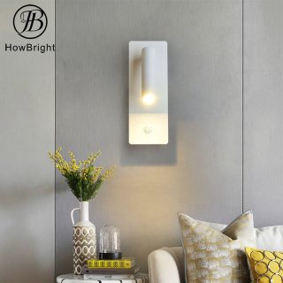 Modern style LED Aluminum wall lamp IP20 round black night spotlight corridor Bedside reading room LED light