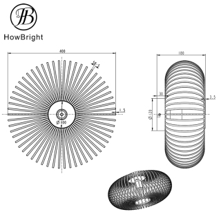 Iron Big Size Round Ceiling Lamp E27 Wall Lamp