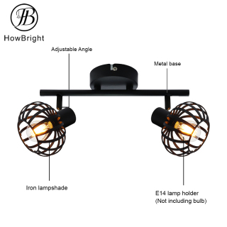 Metal lantern lamp shade with E14 bulb spot light for interior