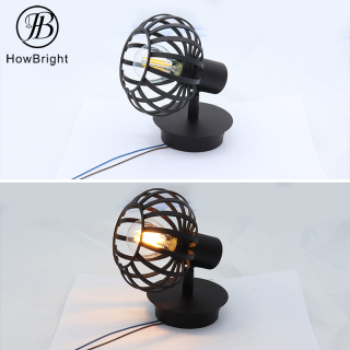 Metal lantern lamp shade with E14 bulb spot light for interior