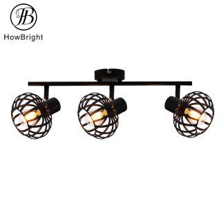 Metal lantern lamp shade with E14 bulb spot light for interior