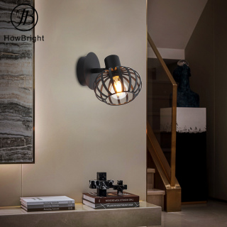 Metal lantern lamp shade with E14 bulb spot light for interior