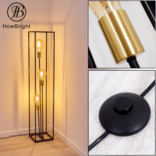 Metal 3-Light Freestanding floor Lamp in black color