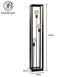 Metal 3-Light Freestanding floor Lamp in black color