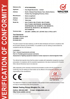 Table lamp CE certificate
