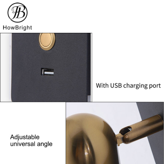 indoor wall lamp Adjustable LED simple reading lamp With USB charging