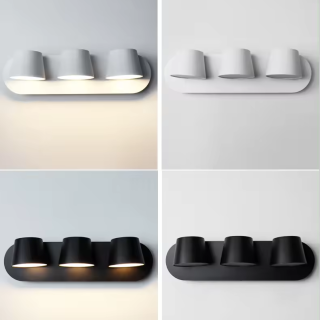 Apliques de pared para interior, mesita de noche, montaje en pared ajustable, 1/2/3 cabezales