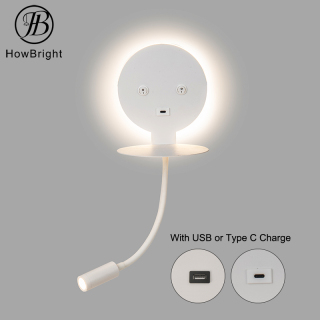 Светодиодный светильник для чтения на гибкой стойке с USB-портом