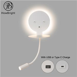LED Gooseneck Reading Light Up Down Wall Lamp With USB