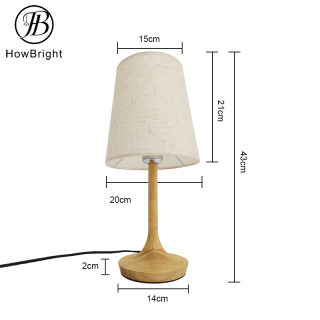 modern home decor wood base table lamp fabric lampshade bedroom