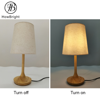 modern home decor wood base table lamp fabric lampshade bedroom