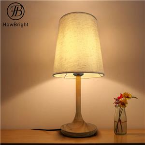 modern home decor wood base table lamp fabric lampshade bedroom