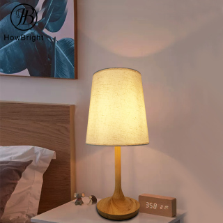 modern home decor wood base table lamp fabric lampshade bedroom