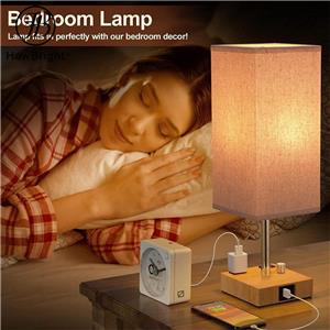 USB Cordless Rechargeable Wooden Table Lamp