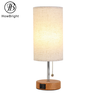 USB Cordless Rechargeable Wooden Table Lamp