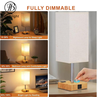 USB Cordless Rechargeable Wooden Table Lamp