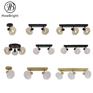 Round Corrugated Lamp Shade Gold Modern Glass Ceiling Lamp