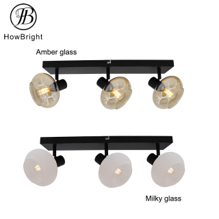 Round Corrugated Lamp Shade Gold Modern Glass Ceiling Lamp